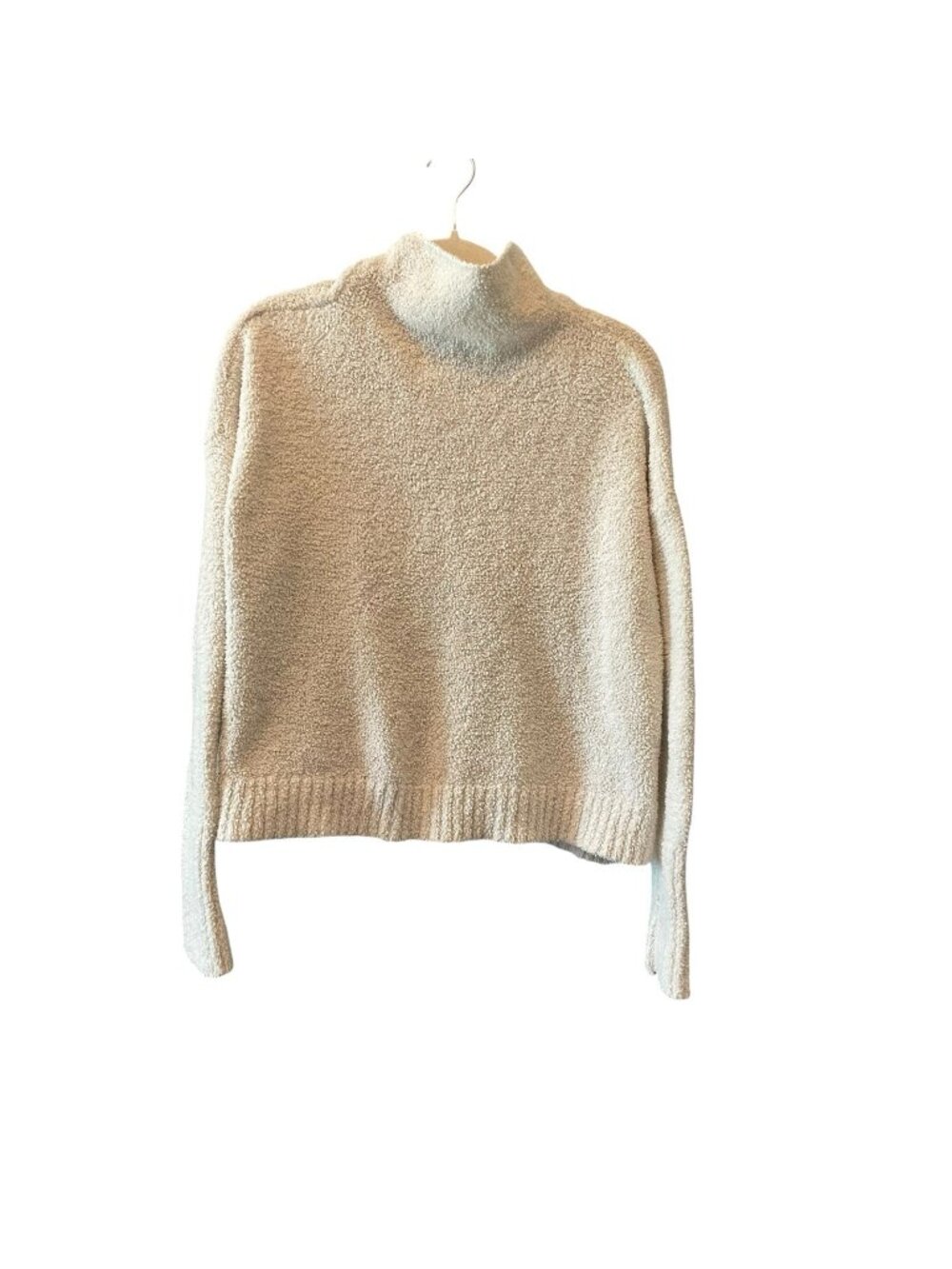 UGG Fuzzy Mock Neck Sweater Womens Cream - Size L